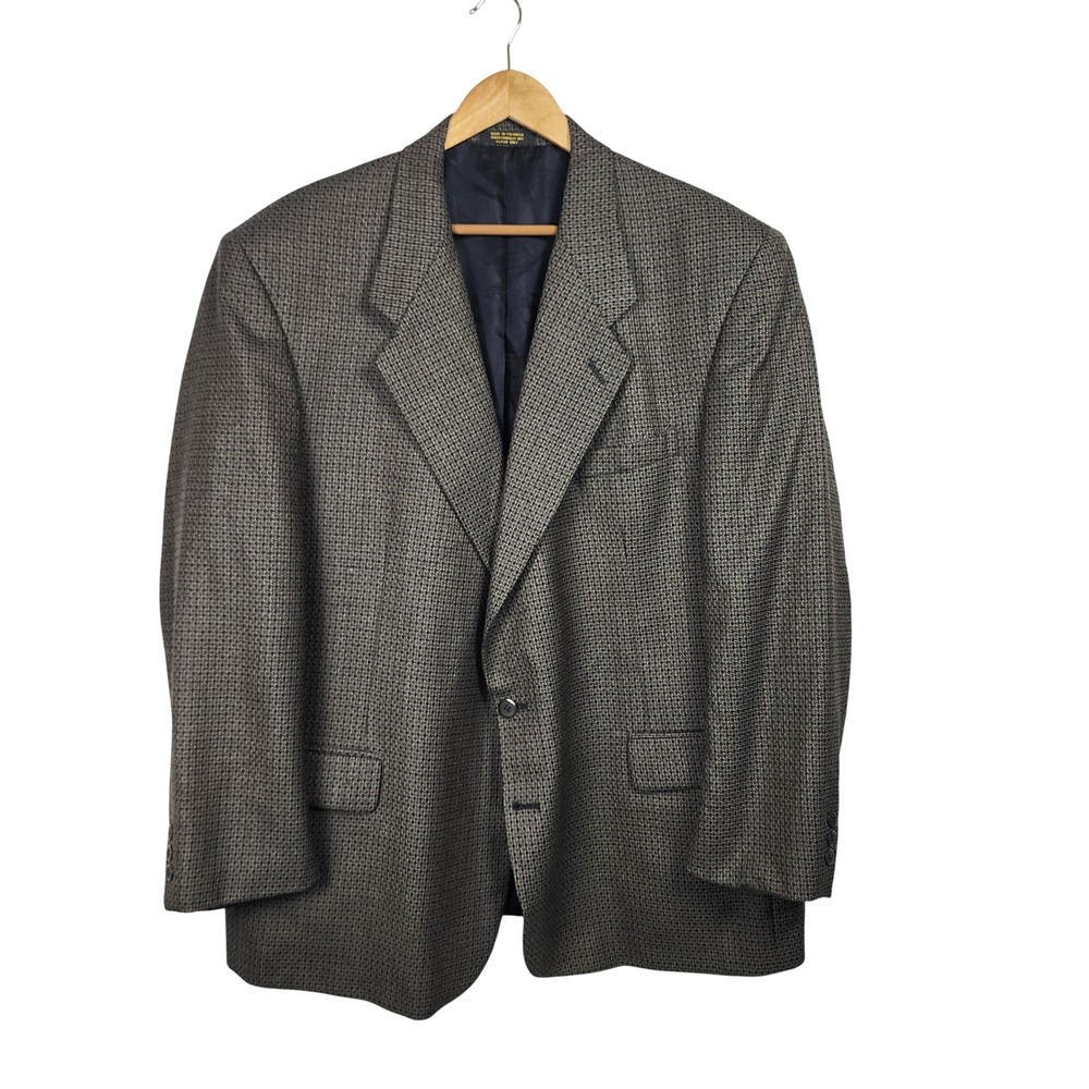 Millennium Mens Wool Blazer Sport Coat 50R Brown Blue Textured Office Wedding